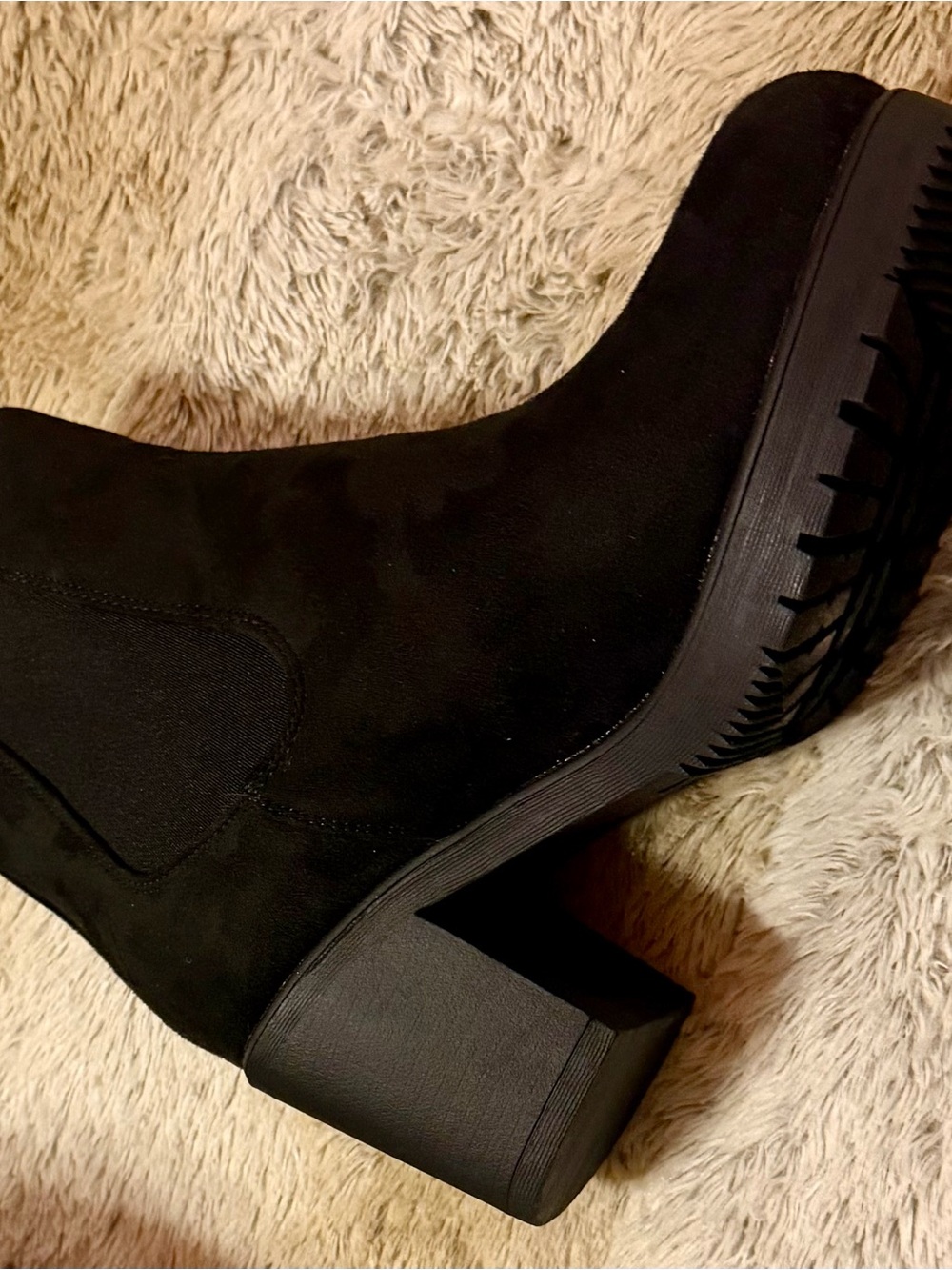 Dream Pairs Black Suede Block Heel Ankle Booties